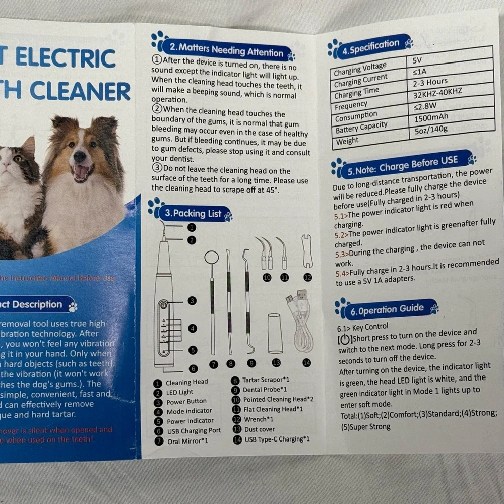 Advanced Pet Electric Teeth Cleaner - Black